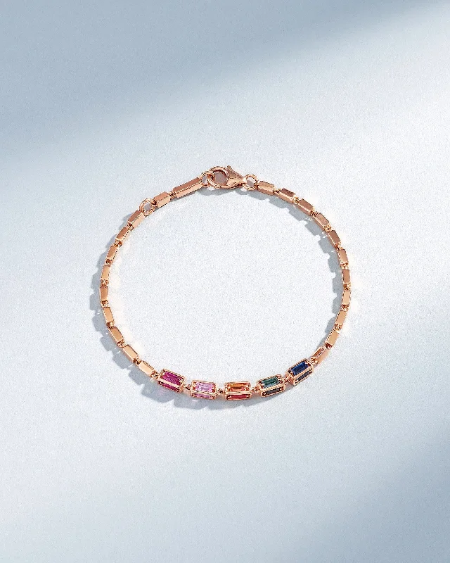 Discounted Luxury Jewelry – Shine Without The Splurge Block-Chain Multi-Rainbow Sapphire Medium Bracelet Discounted Luxury Jewelry – Shine Without The Splurge Block-Chain Multi-Rainbow Sapphire Medium Bracelet