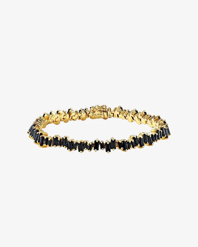 Affordable Gold-Plated Jewelry For Modern Fashion Bold Black Sapphire Tennis Bracelet Affordable Gold-Plated Jewelry For Modern Fashion Bold Black Sapphire Tennis Bracelet