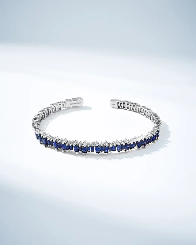 Elegant Rose Gold Jewelry For A Stylish Touch Bold Dark Blue Sapphire Bangle