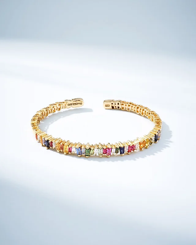 Limited-Time Jewelry Discounts – Shine Without The Splurge Bold Rainbow Sapphire & Diamond Baguette Bangle Limited-Time Jewelry Discounts – Shine Without The Splurge Bold Rainbow Sapphire & Diamond Baguette Bangle