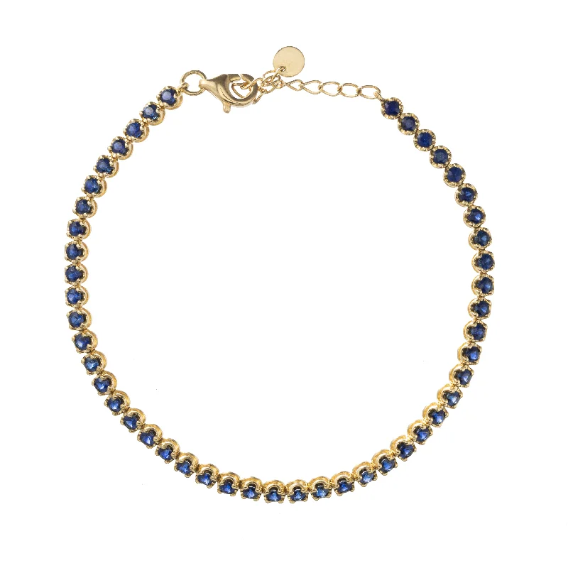 Romantic Heart-Shaped Jewelry For Special Gifts Crown Prong Blue Sapphire Tennis Bracelet Romantic Heart-Shaped Jewelry For Special Gifts Crown Prong Blue Sapphire Tennis Bracelet