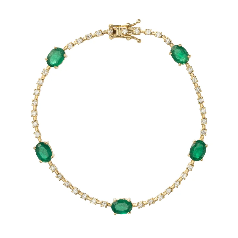 Customized Silver Jewelry For Unique Style Diamond Cube Tennis Bracelet with Oval Emeralds Customized Silver Jewelry For Unique Style Diamond Cube Tennis Bracelet with Oval Emeralds