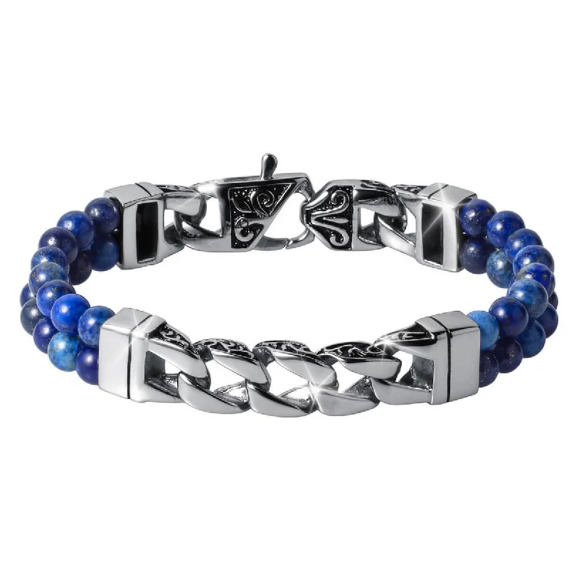 Trending Jewelry Styles Now At Limited-Time Discounts Eclipse Lapis Steel Men's Bracelet