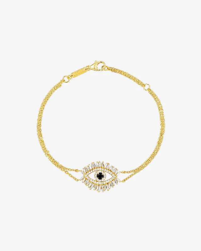 Personalized Jewelry At Special Discount Rates Evil Eye Midi Black Sapphire Half Pavé Bracelet Personalized Jewelry At Special Discount Rates Evil Eye Midi Black Sapphire Half Pavé Bracelet