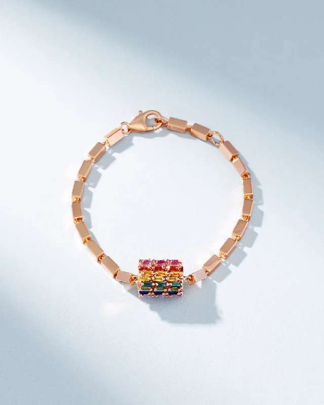 Premium Jewelry At Special Low Prices For A Limited Time Infinite Triple Row Rainbow Sapphire Thick Block-Chain Bracelet Premium Jewelry At Special Low Prices For A Limited Time Infinite Triple Row Rainbow Sapphire Thick Block-Chain Bracelet