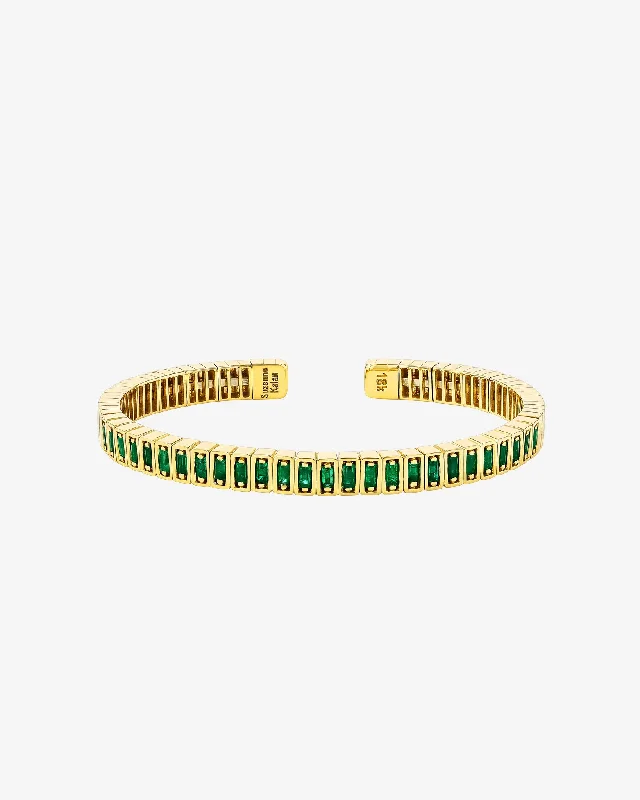 Modern Statement Jewelry For Bold Styling Inlay Emerald Bangle