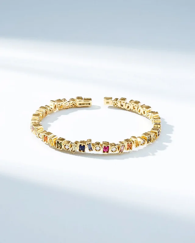 Exclusive Jewelry Sale – Shine For Less Inlay Frenzy Rainbow Sapphire Bangle