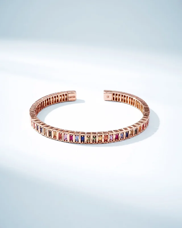 Premium Diamond Jewelry For Unforgettable Moments Inlay Rainbow Sapphire Bangle