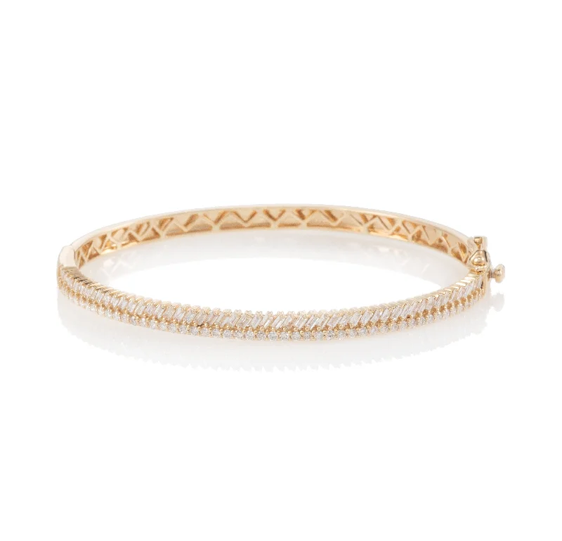 Trending Jewelry Styles Now At Limited-Time Discounts Jagged Baguette and Diamond Bangle