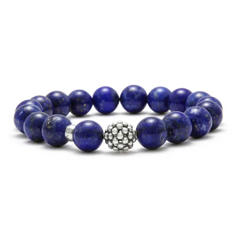 Huge Savings On Premium Jewelry Styles Maya Lapis Silver Station Bead Bracelet
