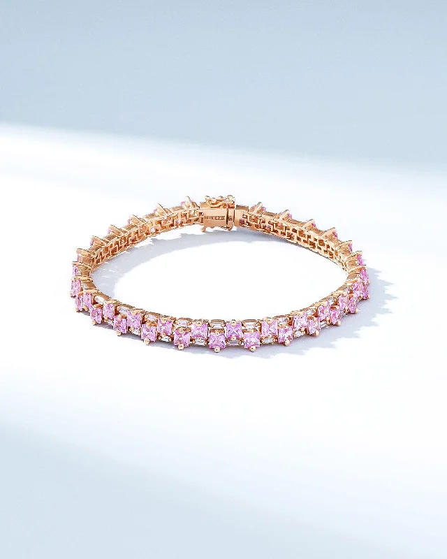 Big Discounts On Elegant Jewelry Collections Princess Midi Pink Sapphire Tennis Bracelet