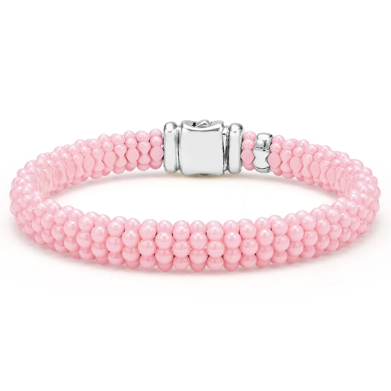 Dainty Floral Jewelry For Feminine Elegance Pink Caviar Ceramic Beaded Bracelet | 9mm Dainty Floral Jewelry For Feminine Elegance Pink Caviar Ceramic Beaded Bracelet | 9mm