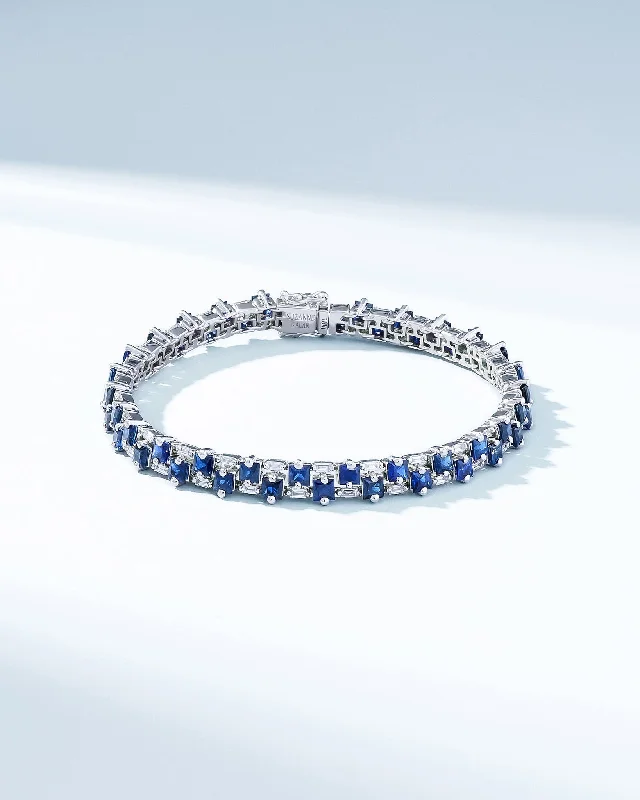 Delicate Crystal Jewelry For Sophisticated Charm Princess Midi Stack Dark Blue Sapphire Tennis Bracelet Delicate Crystal Jewelry For Sophisticated Charm Princess Midi Stack Dark Blue Sapphire Tennis Bracelet