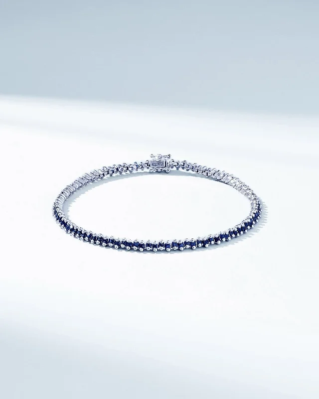 Don't Miss Out On Jaw-Dropping Jewelry Discounts Princess Mini Dark Blue Sapphire Tennis Bracelet