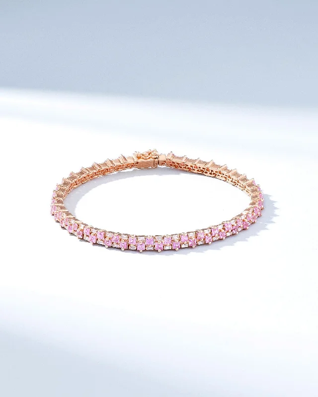 Premium Diamond Jewelry For Unforgettable Moments Princess Mini Stack Pink Sapphire Tennis Bracelet Premium Diamond Jewelry For Unforgettable Moments Princess Mini Stack Pink Sapphire Tennis Bracelet