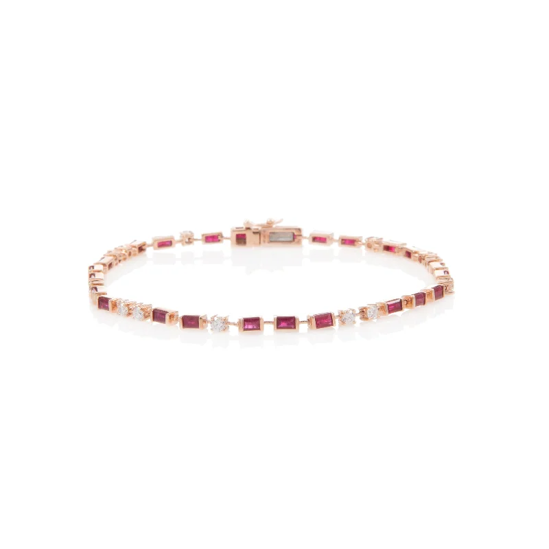 Final Call For Exquisite Jewelry At Reduced Rates Baguette Ruby and Diamond Tennis Bracelet Final Call For Exquisite Jewelry At Reduced Rates Baguette Ruby and Diamond Tennis Bracelet