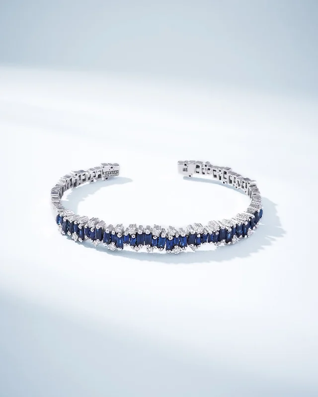 Personalized Engraved Jewelry For Meaningful Gifts Shimmer Audrey Dark Blue Sapphire Bangle Personalized Engraved Jewelry For Meaningful Gifts Shimmer Audrey Dark Blue Sapphire Bangle