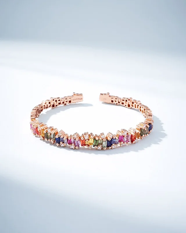 Unique Jewelry Designs Now At Discounted Rates Shimmer Audrey Rainbow Sapphire Bangle