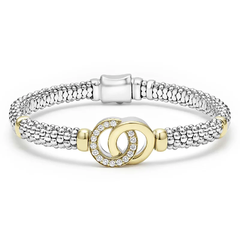 Handcrafted Jewelry Sale – Unique Designs At Low Prices Signature Caviar Two-Tone Interlocking Diamond Caviar Bracelet | 6mm