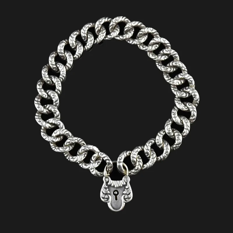 Grab Your Dream Jewelry At The Lowest Prices Silver Victorian Padlock Charm Fancy Curb Link Bracelet Grab Your Dream Jewelry At The Lowest Prices Silver Victorian Padlock Charm Fancy Curb Link Bracelet