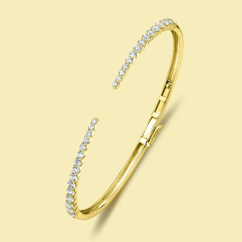 Personalized Jewelry At Special Discount Rates The Audrey, Graduated Open Cuff Diamond Bangle