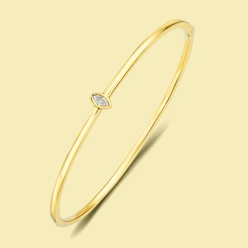 Affordable Glamour – Premium Jewelry At Special Prices The Charlotte, Bezel Marquise Diamond Solitaire Bangle Affordable Glamour – Premium Jewelry At Special Prices The Charlotte, Bezel Marquise Diamond Solitaire Bangle