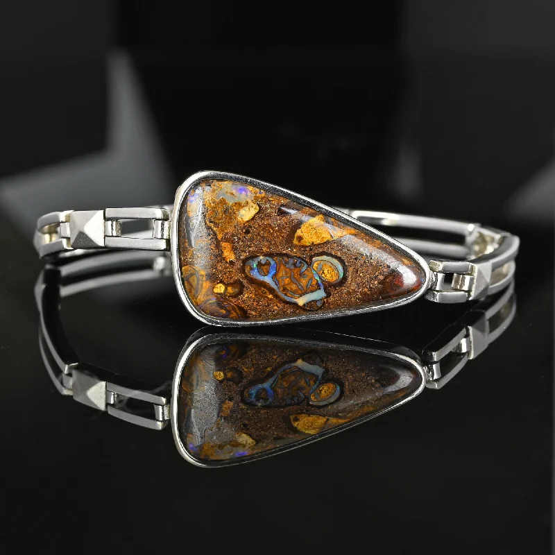 Elegant Jewelry Styles At Budget-Friendly Prices Vintage Silver Free Form Natural Boulder Opal Bracelet Elegant Jewelry Styles At Budget-Friendly Prices Vintage Silver Free Form Natural Boulder Opal Bracelet