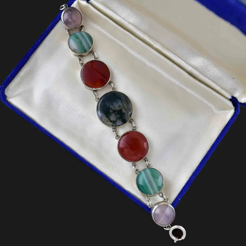 Stunning Statement Jewelry, Unbeatable Discounts Vintage Silver Scottish Moss Agate Amethyst Banded Agate Bracelet Stunning Statement Jewelry, Unbeatable Discounts Vintage Silver Scottish Moss Agate Amethyst Banded Agate Bracelet