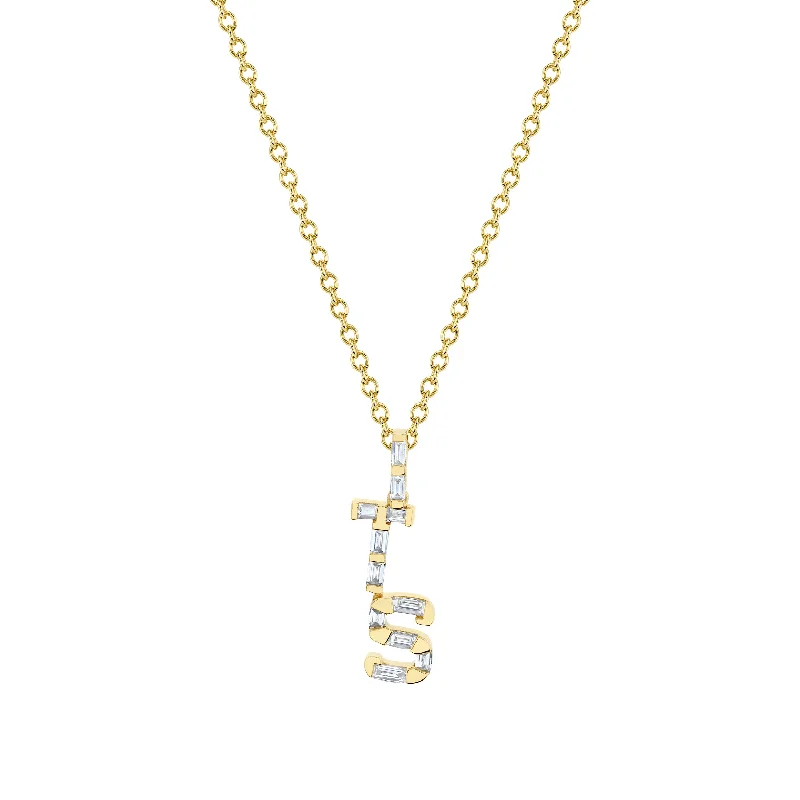 Customized Silver Jewelry For Unique Style DIAMOND BAGUETTE PERSONALIZED INITIALS PENDANT NECKLACE Customized Silver Jewelry For Unique Style DIAMOND BAGUETTE PERSONALIZED INITIALS PENDANT NECKLACE