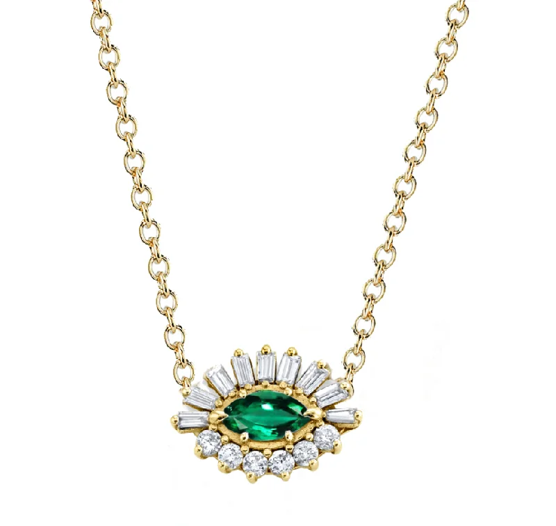 Clearance Sale On High-End Jewelry Collections EMERALD & DIAMOND EVIL EYE PENDANT NECKLACE Clearance Sale On High-End Jewelry Collections EMERALD & DIAMOND EVIL EYE PENDANT NECKLACE
