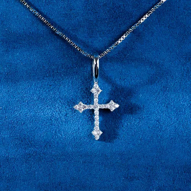 Handcrafted Beauty At Affordable Prices Moissanite Small Fleur Cross Pendant 14K Gold Handcrafted Beauty At Affordable Prices Moissanite Small Fleur Cross Pendant 14K Gold