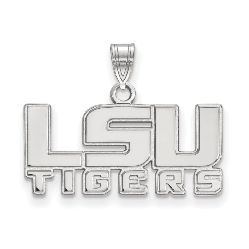 Fashion-Forward Geometric Jewelry For Contemporary Style 10k White Gold Louisiana State Small 'LSU TIGERS' Pendant Fashion-Forward Geometric Jewelry For Contemporary Style 10k White Gold Louisiana State Small 'LSU TIGERS' Pendant