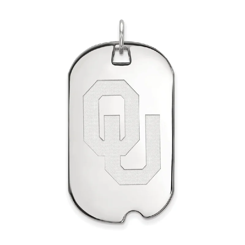 Trending Jewelry Now Available At Exclusive Prices 10k White Gold U. of Oklahoma Large 'OU' Dog Tag Pendant
