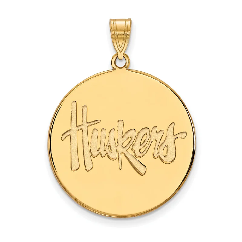 Modern Statement Jewelry For Bold Styling 10k Yellow Gold U. of Nebraska XL Disc Pendant Modern Statement Jewelry For Bold Styling 10k Yellow Gold U. of Nebraska XL Disc Pendant