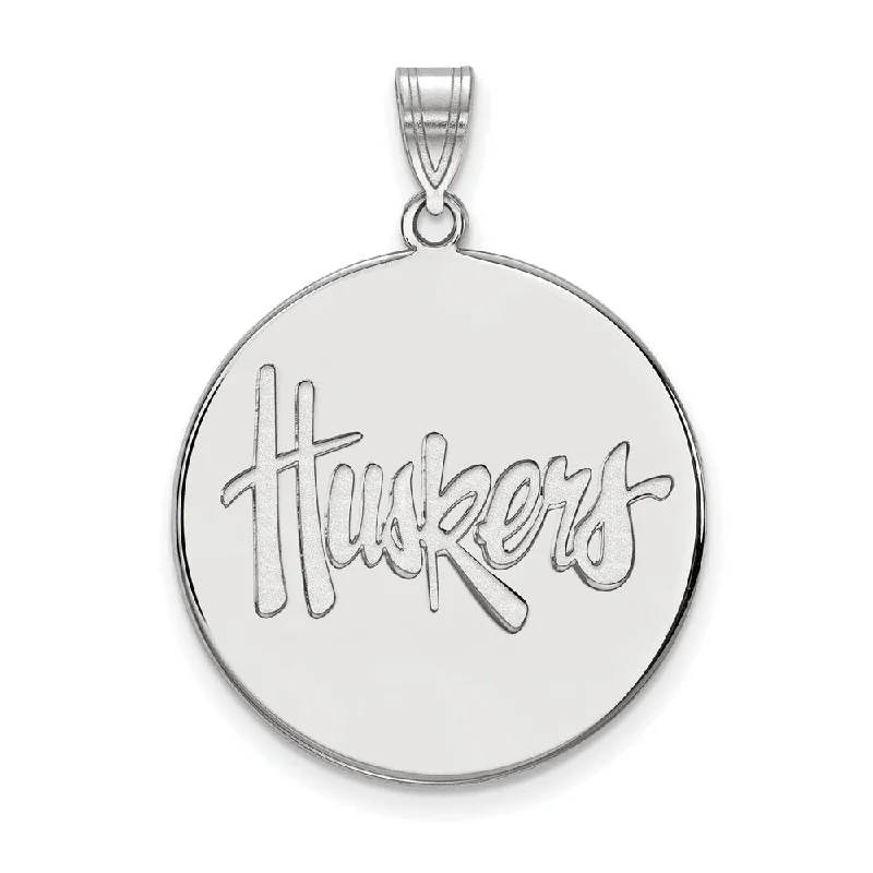 Personalized Jewelry Sale – Unique Pieces At Great Prices 14k White Gold U. of Nebraska XL Disc Pendant