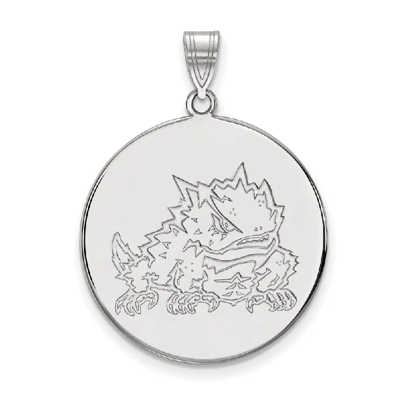 High-End Jewelry, Now More Affordable Than Ever Sterling Silver Texas Christian U. XL Disc Pendant High-End Jewelry, Now More Affordable Than Ever Sterling Silver Texas Christian U. XL Disc Pendant