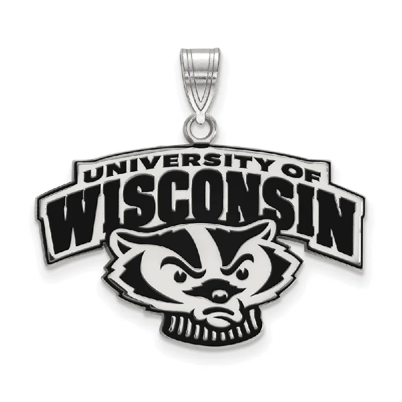 Delicate Crystal Jewelry For Sophisticated Charm Sterling Silver U. of Wisconsin Large Mascot Logo Enamel Pendant Delicate Crystal Jewelry For Sophisticated Charm Sterling Silver U. of Wisconsin Large Mascot Logo Enamel Pendant