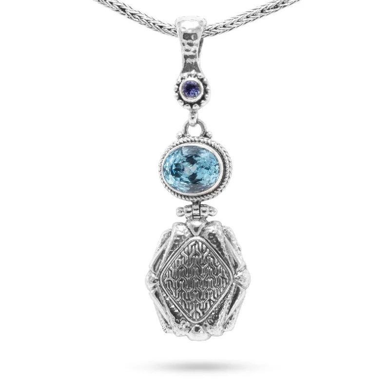 Jewelry Clearance – Final Chance To Save Big Sterling Silver Chainlink Top Sky Blue Topaz & Tanzanite Pendant With Accent Stone Magnetic Enhancer Bail Jewelry Clearance – Final Chance To Save Big Sterling Silver Chainlink Top Sky Blue Topaz & Tanzanite Pendant With Accent Stone Magnetic Enhancer Bail