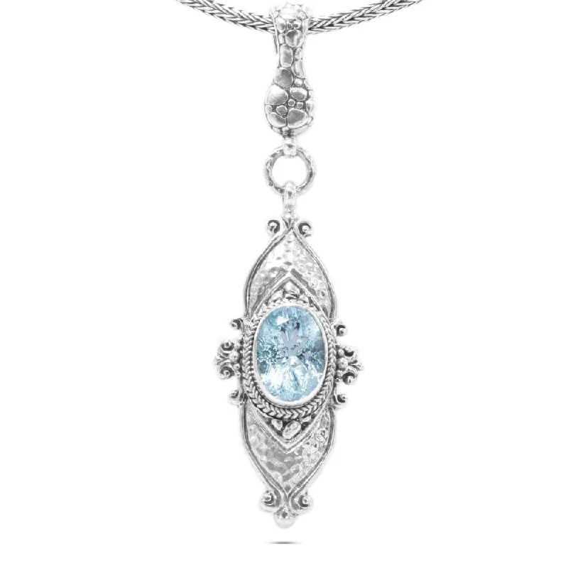 Jewelry Clearance Event – Stock Up Before It's Over Sterling Silver Watermark & Hammered Top Sky Blue Topaz Pendant Medium With Magnetic Enhancer Bail Jewelry Clearance Event – Stock Up Before It's Over Sterling Silver Watermark & Hammered Top Sky Blue Topaz Pendant Medium With Magnetic Enhancer Bail