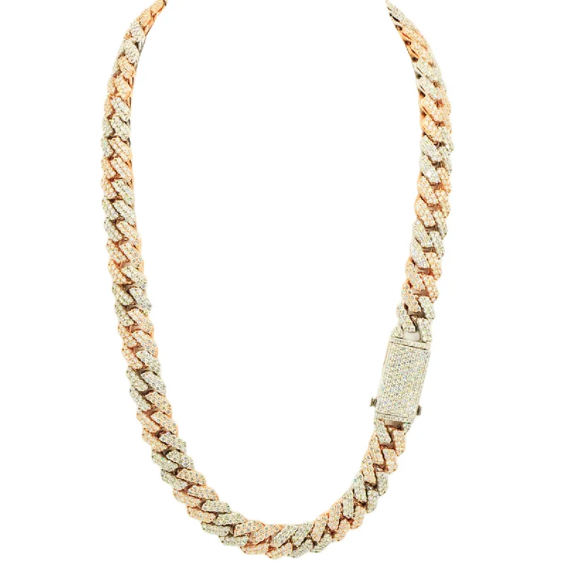 Jewelry Sale Alert – Shop Timeless Elegance Today 10k 2-Tone White and Rose Gold 28ctw Solid Miami Cuban Chain 22"