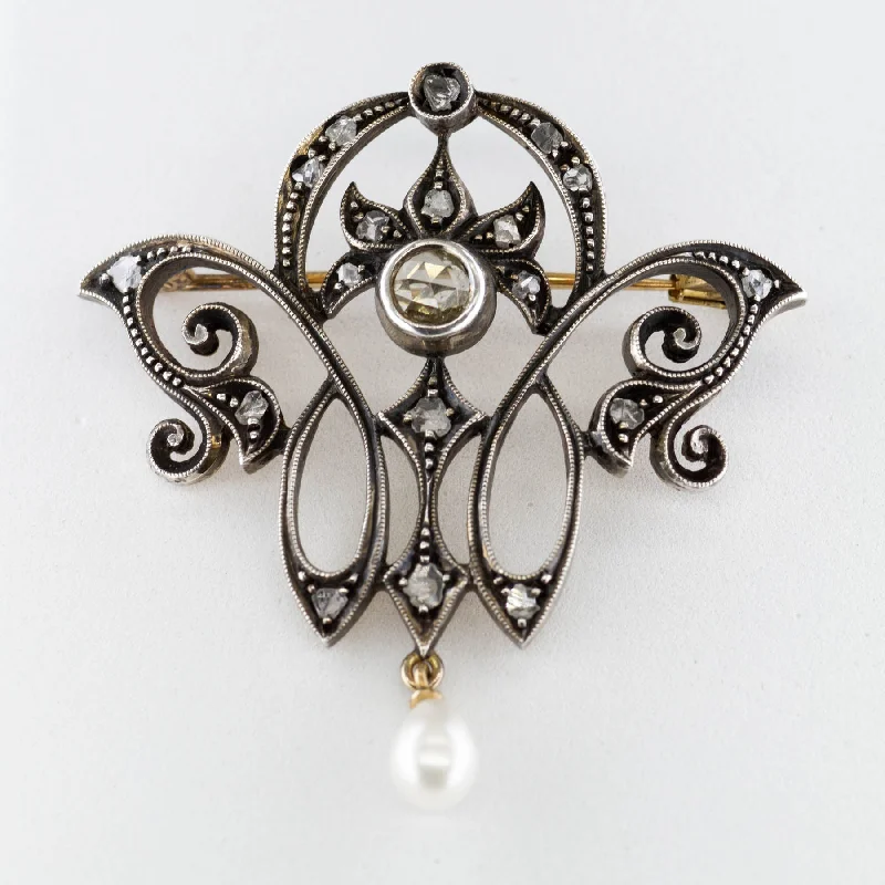 Grab Stylish Jewelry Before The Sale Ends Art Nouveau Silver Topped Gold Brooch with Rose Cut Diamonds | 0.57 ctw | Grab Stylish Jewelry Before The Sale Ends Art Nouveau Silver Topped Gold Brooch with Rose Cut Diamonds | 0.57 ctw |
