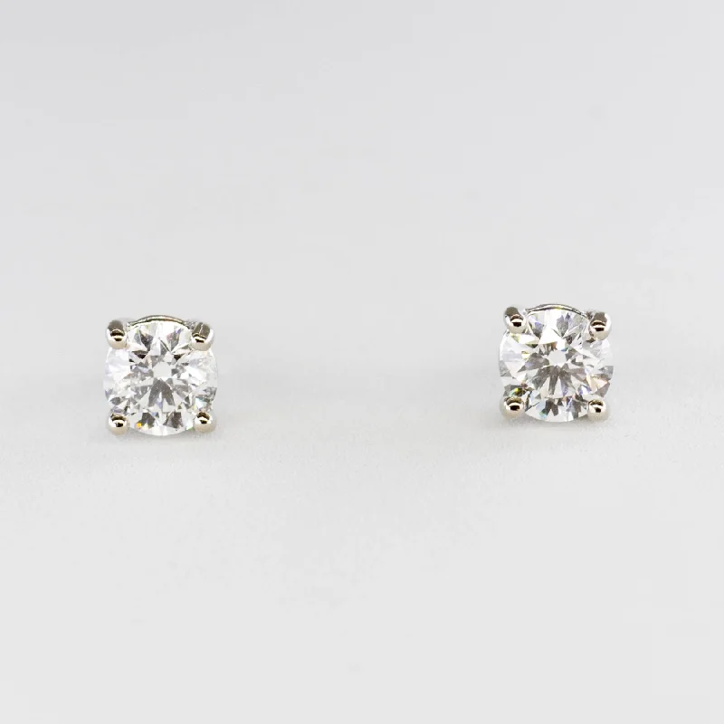 Jewelry Clearance – Final Chance To Save Big 100 Ways White Gold Canadian Diamond Studs | 0.91 ctw SI G/H |