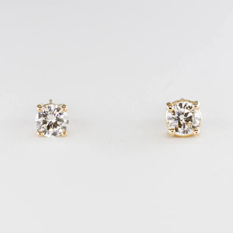 Stunning Statement Jewelry, Unbeatable Discounts '100 Ways' Yellow Gold Diamond Studs | 0.63 ctw SI H/I | Stunning Statement Jewelry, Unbeatable Discounts '100 Ways' Yellow Gold Diamond Studs | 0.63 ctw SI H/I |