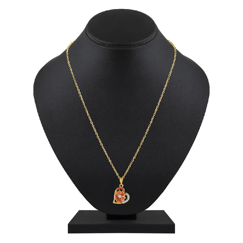 Sparkle For Less – Shop Our Limited-Time Jewelry Deals Mahi Gold Plated Orange Meenakari Work and Crystals Floral Heart Necklace Pendant for Women (PS1101879GOrg) Sparkle For Less – Shop Our Limited-Time Jewelry Deals Mahi Gold Plated Orange Meenakari Work and Crystals Floral Heart Necklace Pendant for Women (PS1101879GOrg)