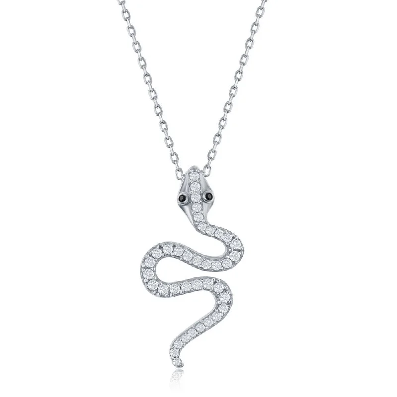 Luxury Jewelry At Unbeatable Discounts Sterling Silver CZ Snake Necklace