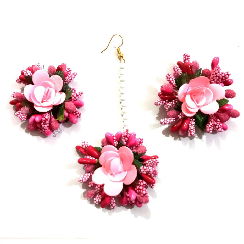 Elegant Necklaces And Bracelets At Limited-Time Offers Kavyas Kreation Floral Earrings With Mangtikka