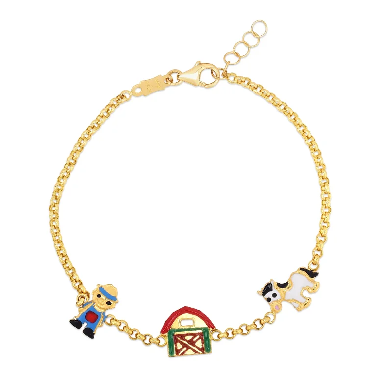 Luxury Jewelry At Unbeatable Discounts Kids 14K Gold Enamel Panda Bracelet