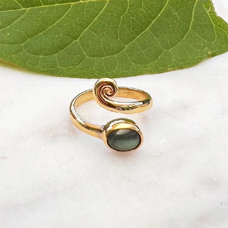 Breathtaking Jewelry At Limited-Time Savings Labradorite Spiral Adjustable Ring- Brass, Indonesia Breathtaking Jewelry At Limited-Time Savings Labradorite Spiral Adjustable Ring- Brass, Indonesia