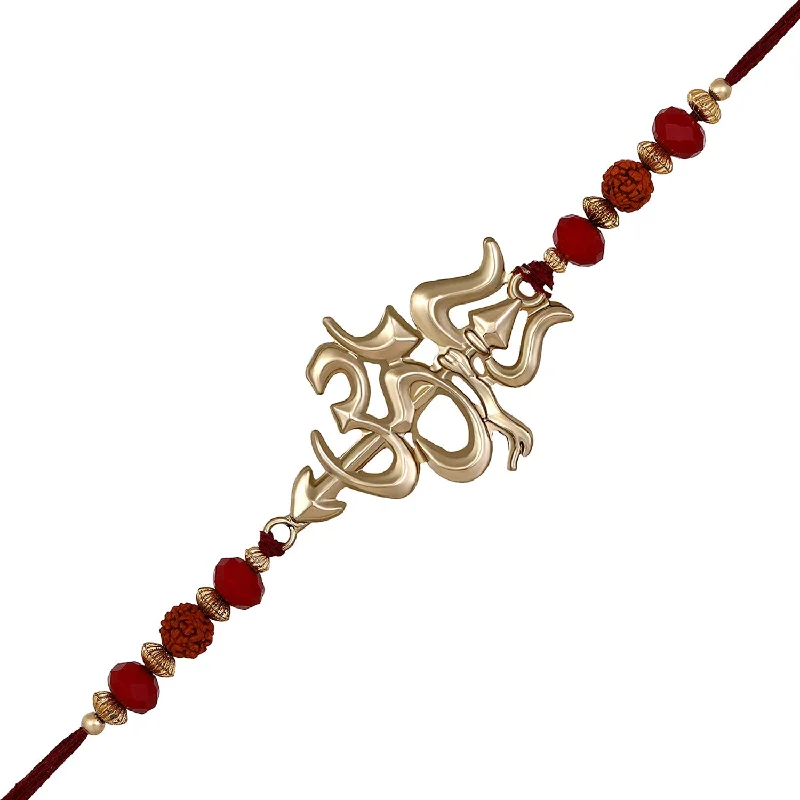Limited-Stock Jewelry Sale – Once It's Gone, It's Gone Mahi Rose Gold Plated OM and Trishul Rakhi with Rudraksha for Bhaiya (RA1100732G) Limited-Stock Jewelry Sale – Once It's Gone, It's Gone Mahi Rose Gold Plated OM and Trishul Rakhi with Rudraksha for Bhaiya (RA1100732G)