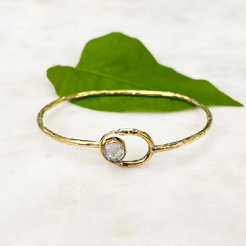 Fashion-Forward Geometric Jewelry For Contemporary Style Moonstone Circle Cuff Bracelet, India Fashion-Forward Geometric Jewelry For Contemporary Style Moonstone Circle Cuff Bracelet, India